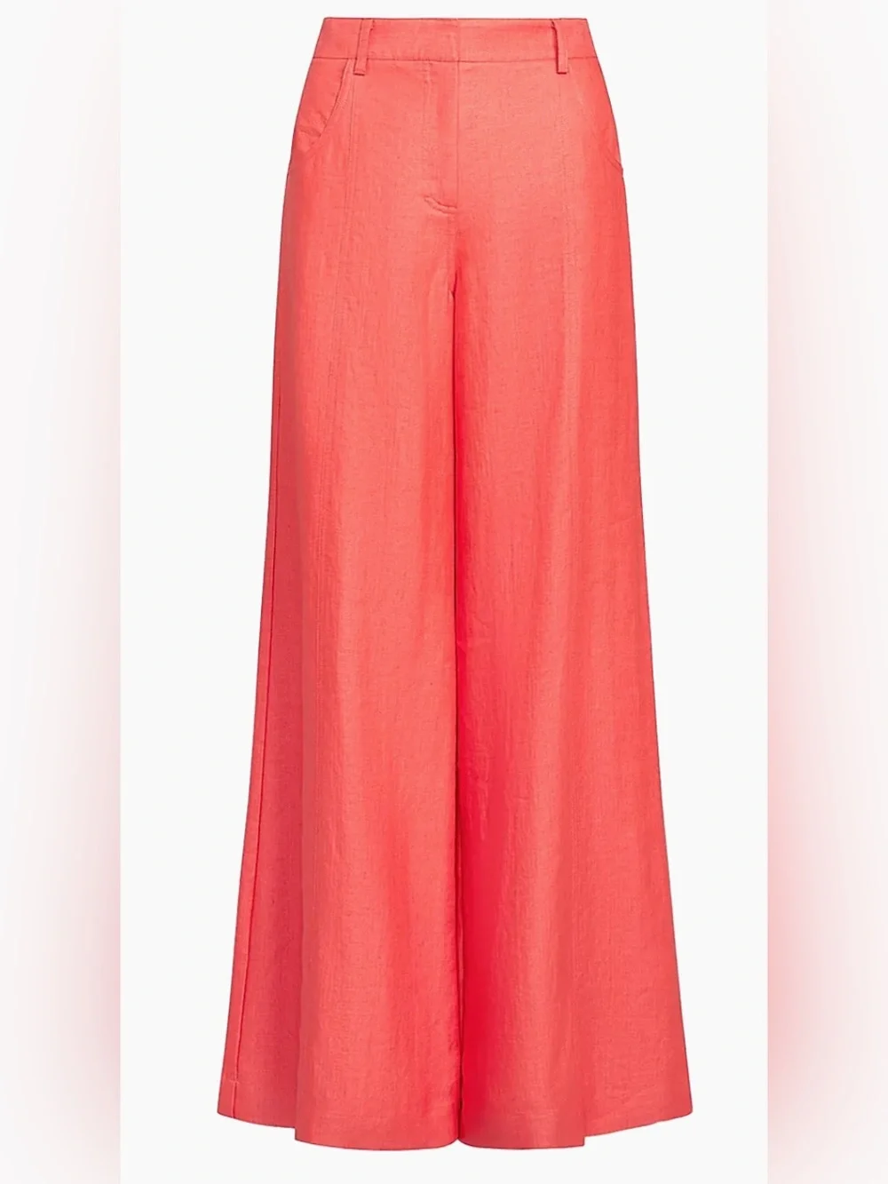 NWOT TWP Dees Cotton-Linen Wide-Leg Trousers Size 4 Poppy Color - Picture 3 of 7